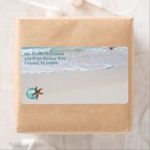 Sea Star Christmas Sand Shipping Label