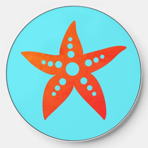 Sea Star on Turquoise Background Wireless Charger
