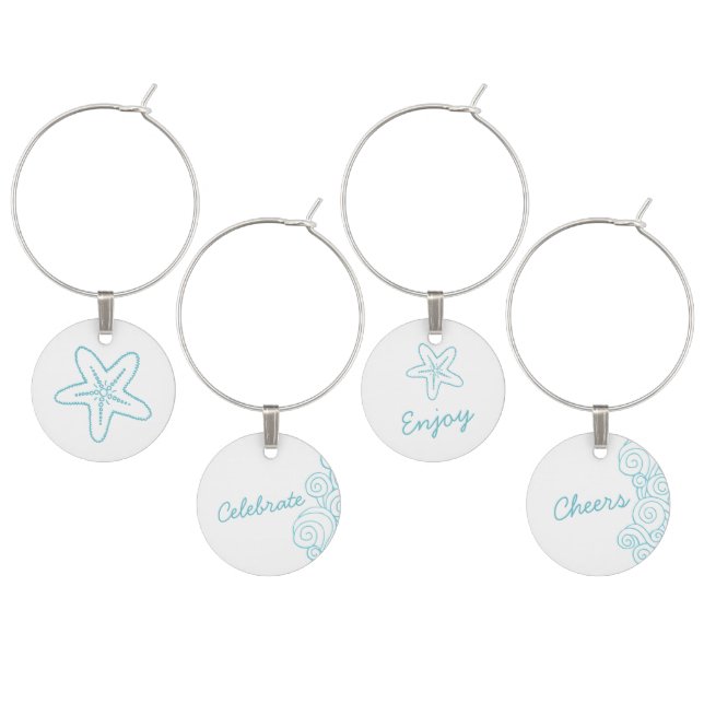 Sea star starfish and swirl waves wedding charms (Staggered)