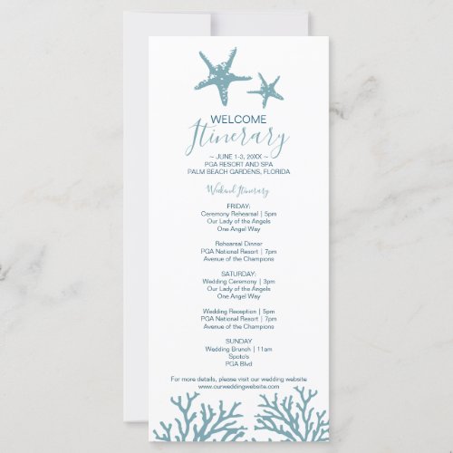 Sea Star Wedding Itinerary