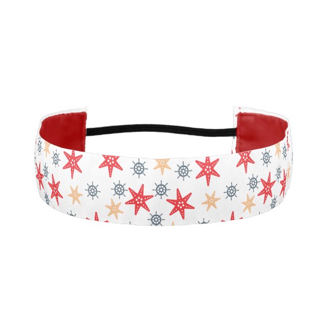 Sea stars and steer wheels pattern athletic headband (Front)