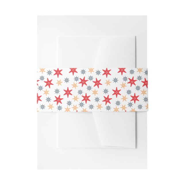 Sea stars and steer wheels pattern invitation belly band (Front Example)