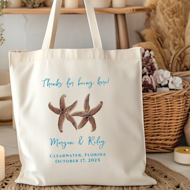 Sea Stars Couple Wedding Thank Guests Tote Bag (Creator Uploaded)