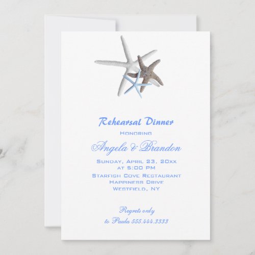 Sea Stars, Custom Beach Wedding Rehearsal Dinner Custom Invites