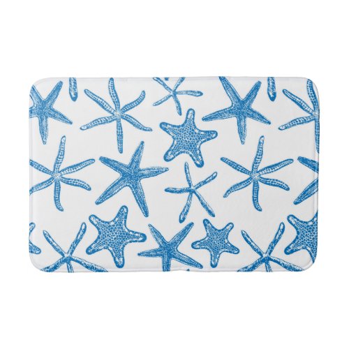 Sea stars in blue bathroom mat