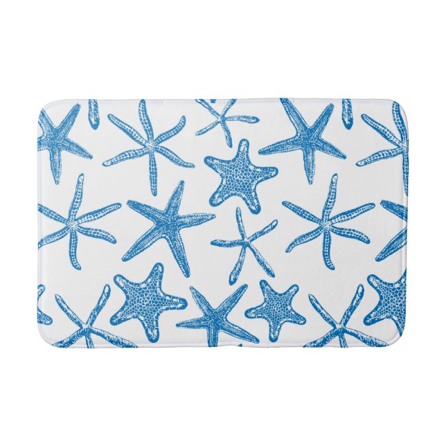 Sea stars in blue bathroom mat (Front)
