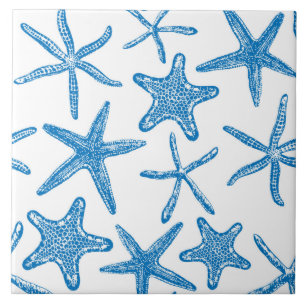 Sea stars in blue ceramic tile