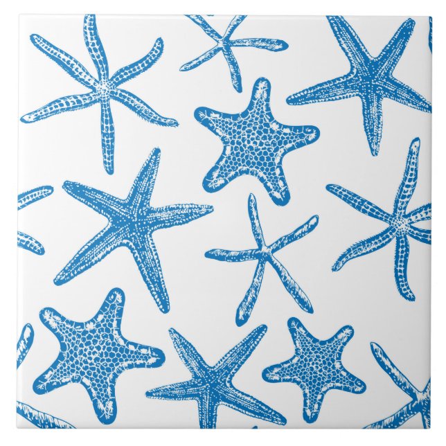 Sea stars in blue ceramic tile (Front)