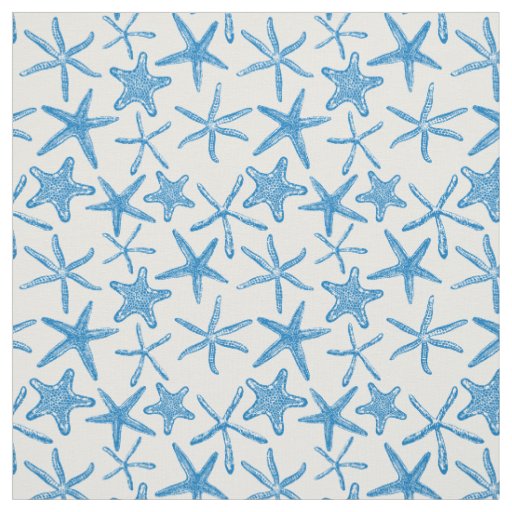 Sea stars in blue fabric
