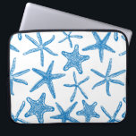 Sea stars in blue laptop sleeve<br><div class="desc">Hand drawn design with various sea stars,  pattern done in Illustrator.</div>