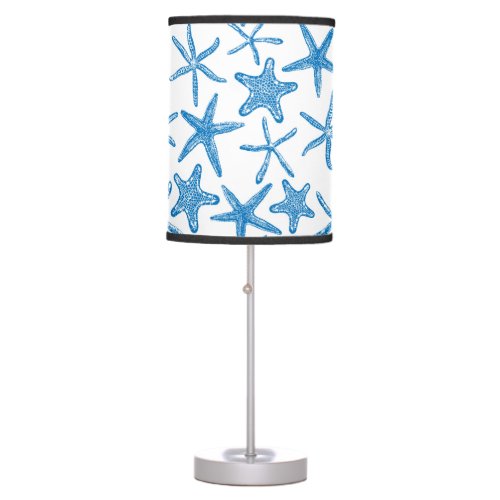 Sea stars in blue table lamp