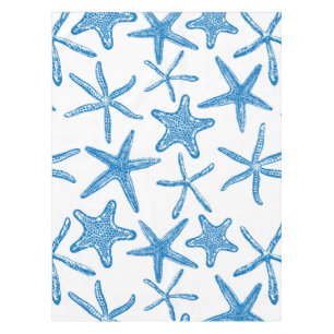 Sea stars in blue tablecloth