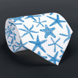 Sea stars in blue tie<br><div class="desc">Hand drawn design with various sea stars,  pattern done in Illustrator.</div>