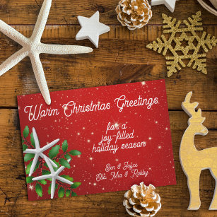 Sea Stars Red Warm Christmas Greetings Holiday Card