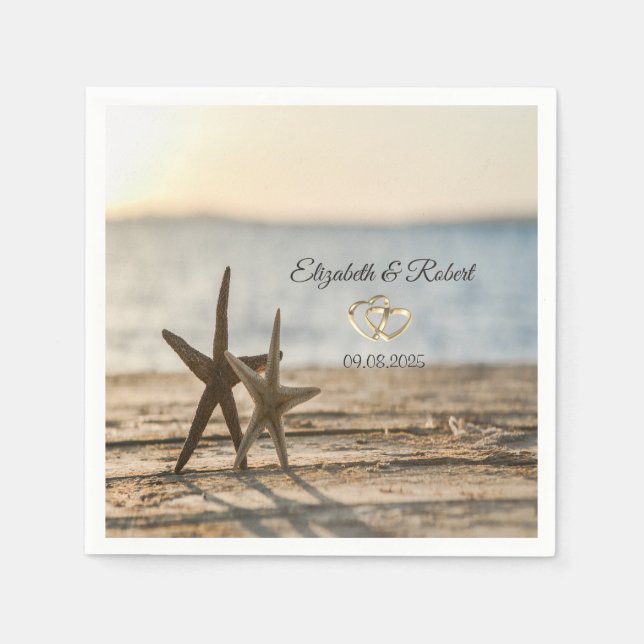 Sea stars Sand Beach Wedding Napkins (Front)