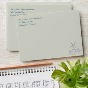 Sea Stars Sand Gray Return Address Envelopes