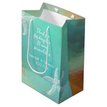 Sea Stars Wedding Thank You Message Paper Gift Bag by sandpiperWedding at Zazzle