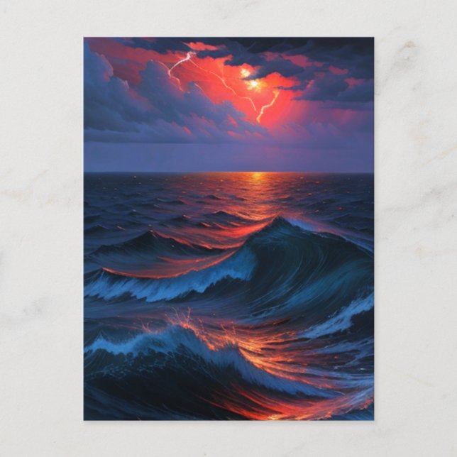Sea Storm Art Postcard (Front)