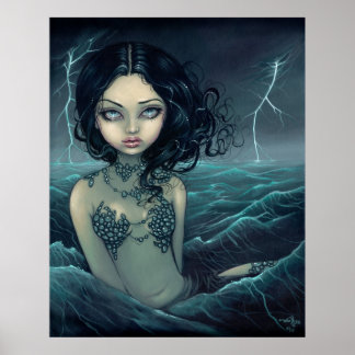 Sea Storm gothic mermaid Art Print