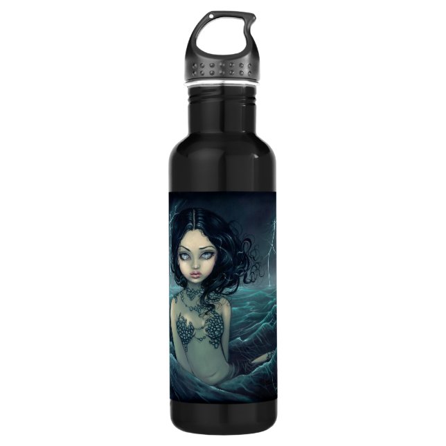 Sea Storm Gothic Mermaid Stainless Steel Water Bottle (Front)