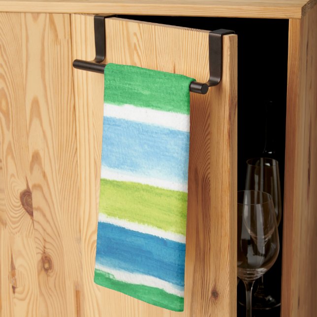 Sea Stripes Art Print  Kitchen Towel (Thirds Fold)