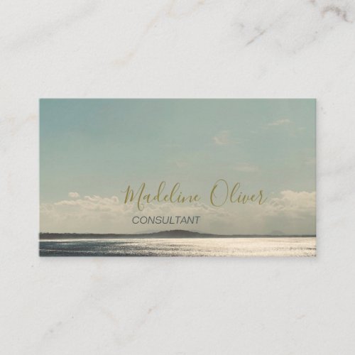  Sea Sun Ocean Travel Blue Modern Stylish Gold Business Card