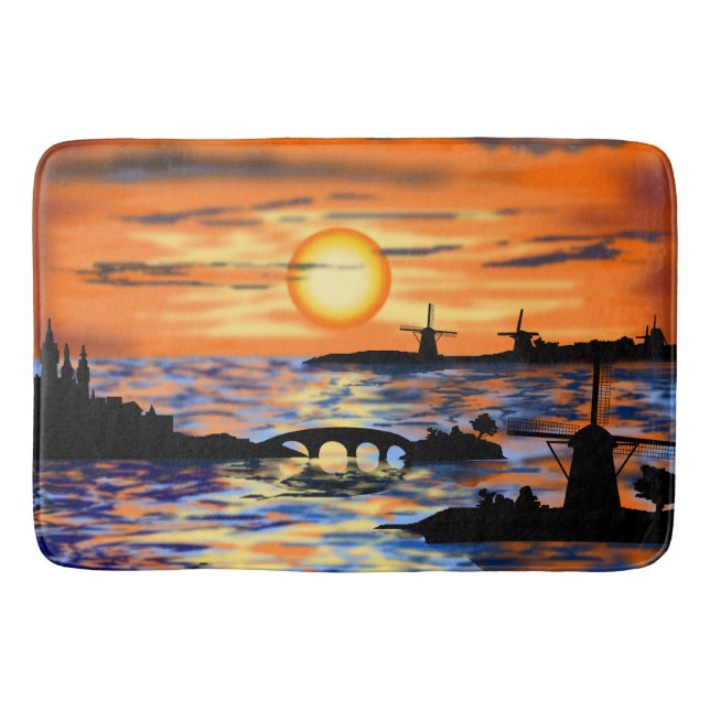 Sea Sunrise Bath Mat Netherlands Landscape (Front)