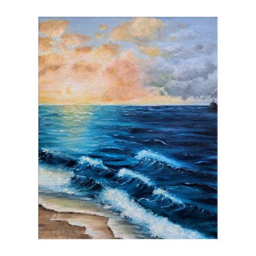 Sea Sunrise Ocean Beach Clouds Tranquility Magic A Acrylic Print