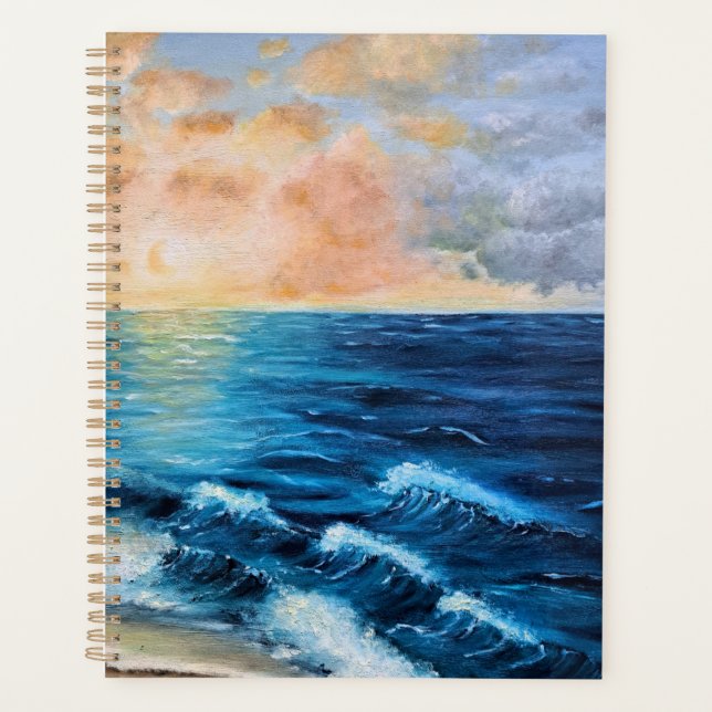 Sea Sunrise Ocean Beach Clouds Tranquility Magic A Planner (Front)