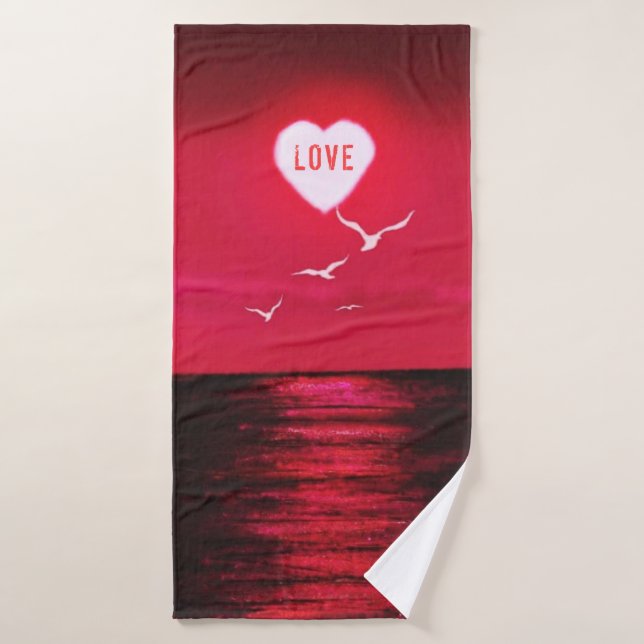Sea Sunset Bath Towel Romantic Love Design (Bath Towel)