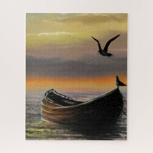 Sea Sunset Boat Puzzle (Vertical)