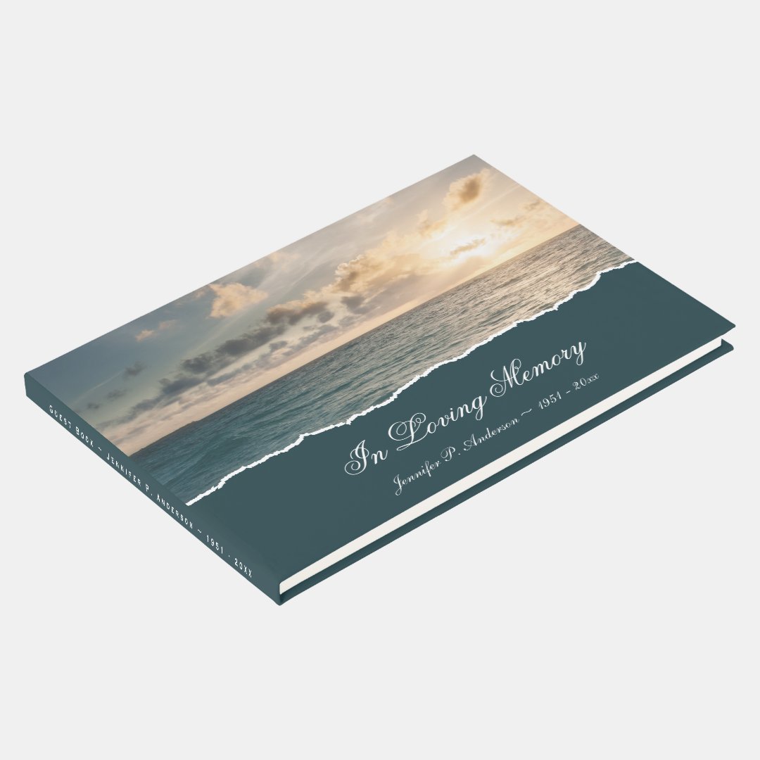 Sea Sunset Funeral Guest Book | Zazzle