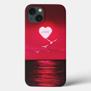 Sea Sunset Hear iPhone Case Love Text
