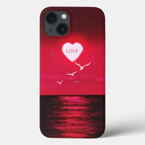 Sea Sunset Hear iPhone Case Love Text