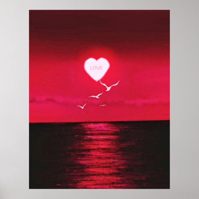 Sea Sunset Love Poster Romantic - Your Text Name (Front)