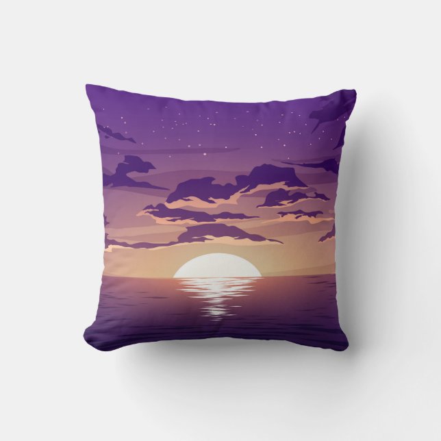 Sea Sunset Throw Pillow (Front)