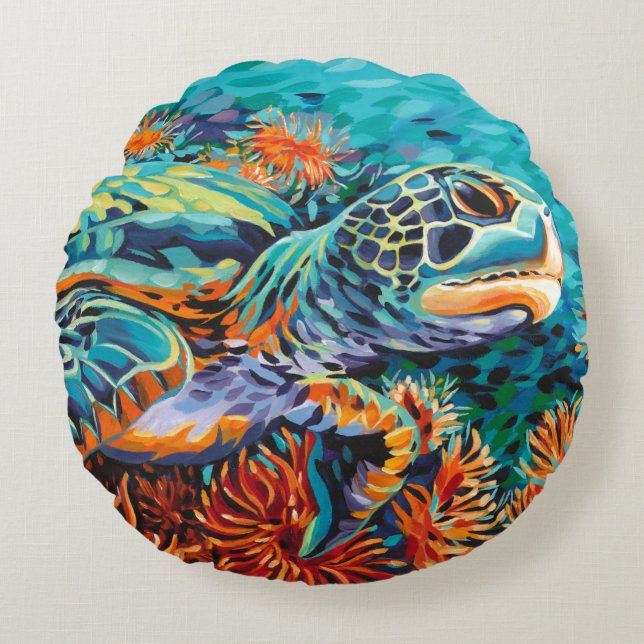 Sea Sweetheart I Round Pillow (Front)
