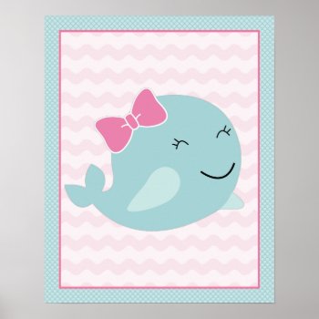 Sea Sweeties Girl Sealife Aqua Whale Art Poster by Personalizedbydiane at Zazzle