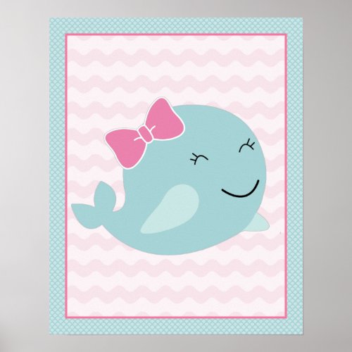 Sea Sweeties Girl Sealife Aqua Whale Art Poster