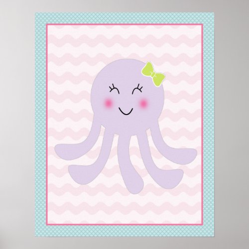 Sea Sweeties Girl Sealife Octopus Art Poster