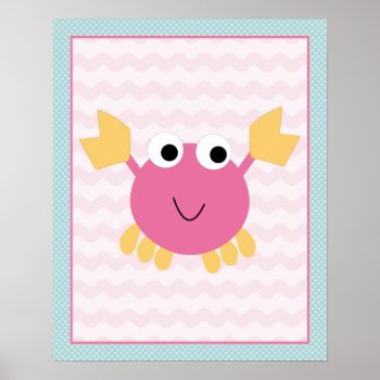 Sea Sweeties Girl Sealife Pink Crab Art Poster by Personalizedbydiane at Zazzle