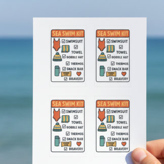 Sea Swim Kit – Funny Checklist Design for Wild Swi Rectangular Sticker