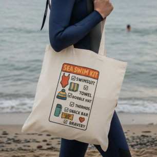 Sea Swim Kit – Funny Checklist Design for Wild Swi Tote Bag