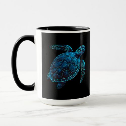 Sea swimming turtle blue mug