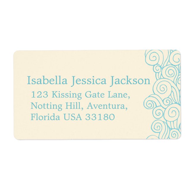 Sea swirl cream large wedding return reply label (Front)