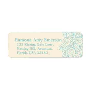 Sea swirl cream slim wedding return reply label