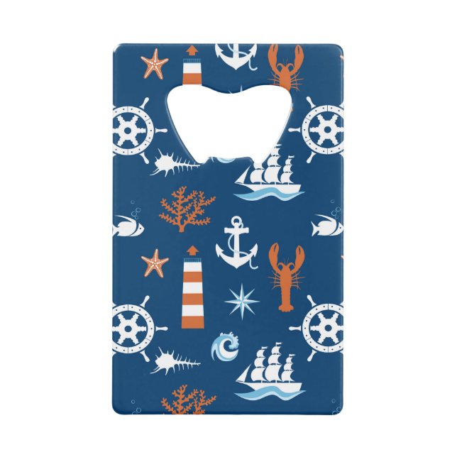 Sea Theme Pattern 1 Credit Card Bottle Opener (Front)