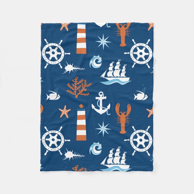 Sea Theme Pattern 1 Fleece Blanket (Front)
