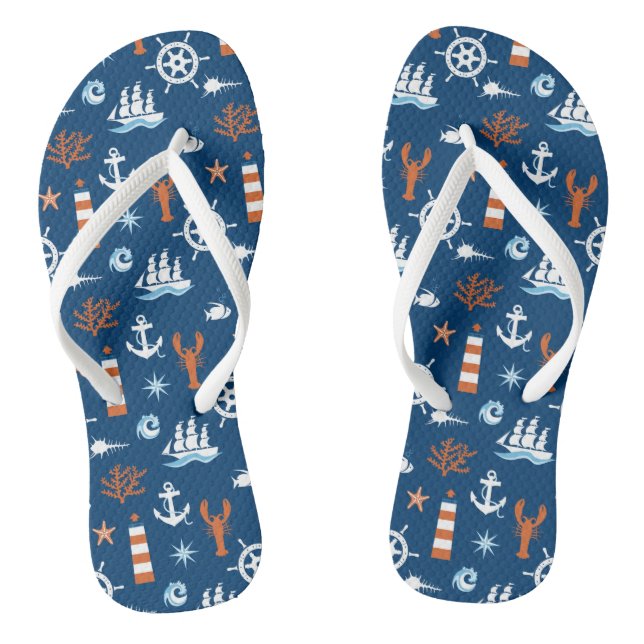 Sea Theme Pattern 1 Flip Flops (Footbed)