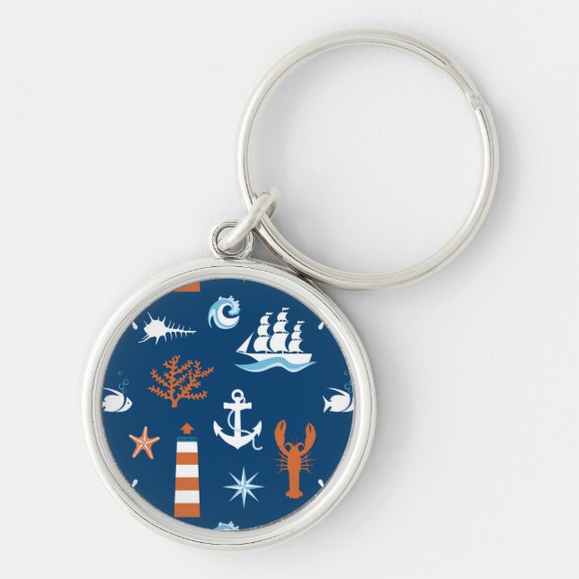 Sea Theme Pattern 1 Keychain (Front)